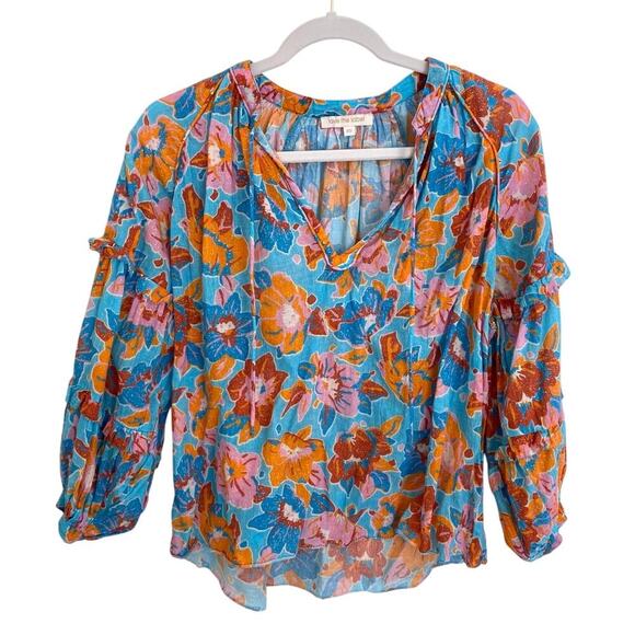Love the Label Lucette Top Boho Blouse Frenchie Floral Multi Print Long Sleeve - Picture 1 of 8